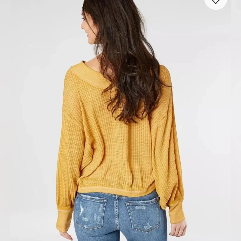 FREE PEOPLE Oversized Baggy Lightweight Casual Boxy South Side Thermal Top Sz S